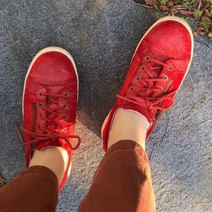 BORN Red suede zipper sneakers